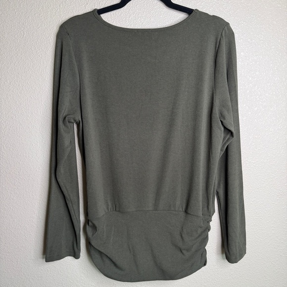 OGL Deep Olive Long Sleeve Ruched Hem Top Size L - Picture 3 of 9